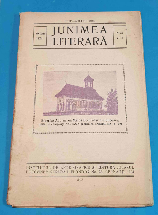 Revista JUNIMEA LITERARA anul 1924 - Biserica Adormirea Maicii Domnului Suceava