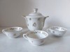 Lot 3 cesti si o zaharnita portelan Pate Dure de Limoges, France, M Marquet, France Porcelaine Luf, decor cu auriu