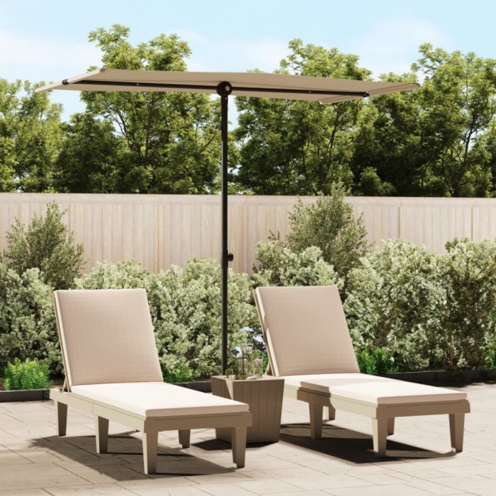 Gossi umbrela de soare de gradina, stalp aluminiu, taupe, 180x110 cm
