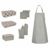 Set prosoape 15 piese mănuși cuptor/suporturi oale gri bumbac