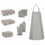 VidaXL Set prosoape 15 piese mănuși cuptor/suporturi oale gri bumbac