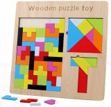 Puzzle din lemn 3 in 1, IsoTrade, multicolor, lemn, 22.5 x 22.5 x 0.8 cm