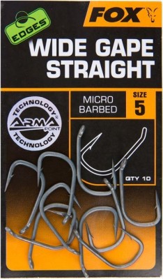 Carlige Fox Edges Wide Gape Straight, Size 8, 10buc/pac foto