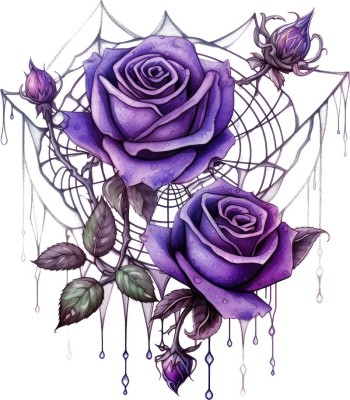 Sticker decorativ, Trandafiri, Mov, 68 cm, 1343STK-3 foto