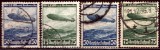 Lot 4 Timbre Germania 1936 - Poștă Aeriană Dirijabilul LZ 129 Hindenburg, 50 Pf. și 75 Pf. (Mi. 606-607) - Ștampilate -A222