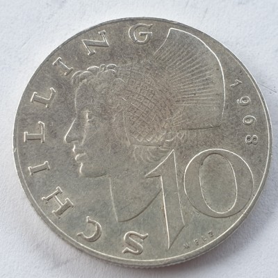 Austria 10 schilling 1968 argint foto