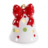 Decoratiune Craciun Clopotel ceramica multicolora cu led &Oslash; 11 cm x 13 H