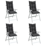 Perne scaun cu spătar &icirc;nalt, 4 buc. antracit 120x50x7 cm textil