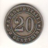 SV * Italia 20 CENTESIMI 1895 * Regele Umberto I, Europa, Cupru-Nichel