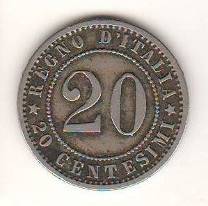 SV * Italia 20 CENTESIMI 1895 * Regele Umberto I foto