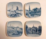 4 farfurioare Royal Copenhagen Porcelain Denmark landmarks portelan albastru