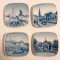 4 farfurioare Royal Copenhagen Porcelain Denmark landmarks portelan albastru