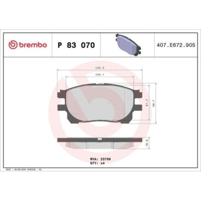 Placute frana Toyota Previa 2 ( R3) 02.00-02.06, Fata, BREMBO foto