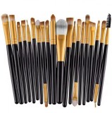 Set 20 pensule de machiaj, peri sintetici, maner acril, negru/auriu, Oem