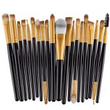 Set 20 pensule de machiaj, peri sintetici, maner acril, negru/auriu