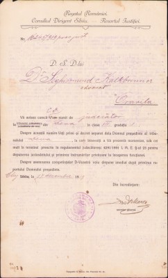 HST A868 Numire judecător Deva 1919 semnat olograf Alexandru Marta foto