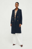Cumpara ieftin Answear Lab palton femei, culoarea albastru marin, de tranzitie, cu doua randuri de nasturi