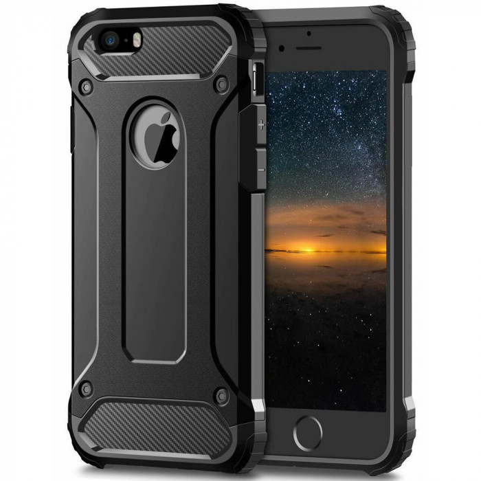 Husa pentru iPhone SE, 5, 5S - Techsuit Hybrid Armor - Black