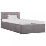 Gossi cadru de pat hidraulic cu lada, gri taupe, 100 x 200 cm, textil