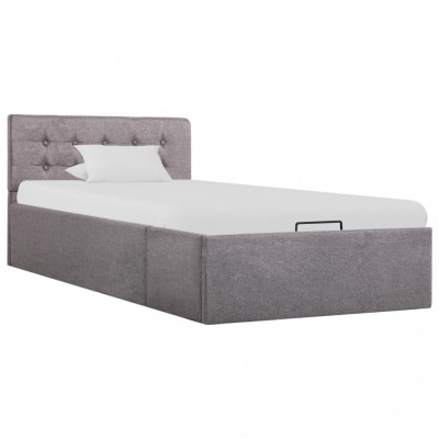 Gossi cadru de pat hidraulic cu lada, gri taupe, 100 x 200 cm, textil foto
