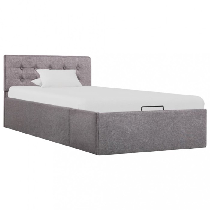 Gossi cadru de pat hidraulic cu lada, gri taupe, 100 x 200 cm, textil