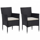 VidaXL Scaune de masă pentru grădină, 2 buc., negru, poliratan 318495