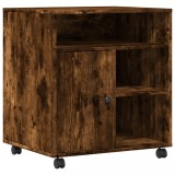 Cumpara ieftin Suport pentru imprimanta cu roti, stejar fumuriu, 60x50x67 cm