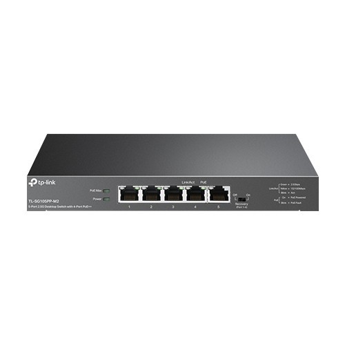 Switch 4 porturi PoE RJ45 2.5G, 1 port RJ45 2.5G, Unmanaged - TP-Link TL-SG105PP-M2