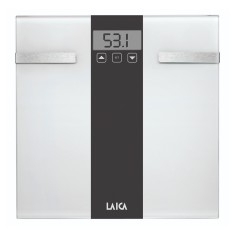 Cantar corporal Fat &amp;amp; Body Water Monitor Laica, 180 kg, ecran LCD, 3 x AAA, Alb/Negru