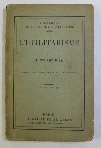 L &#039;UTILITARISME par J. STUART MILL , 1925