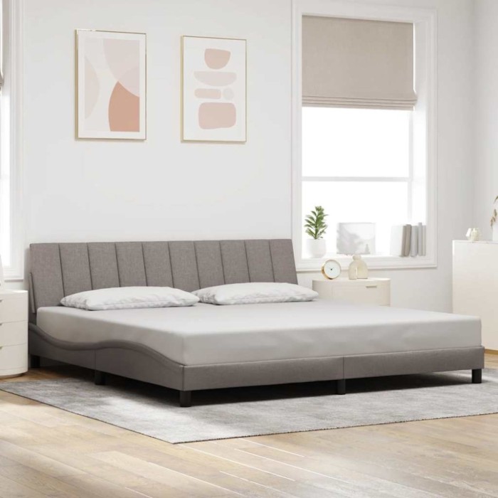 Cadru de pat fără saltea, gri taupe, 200x200 cm, textil