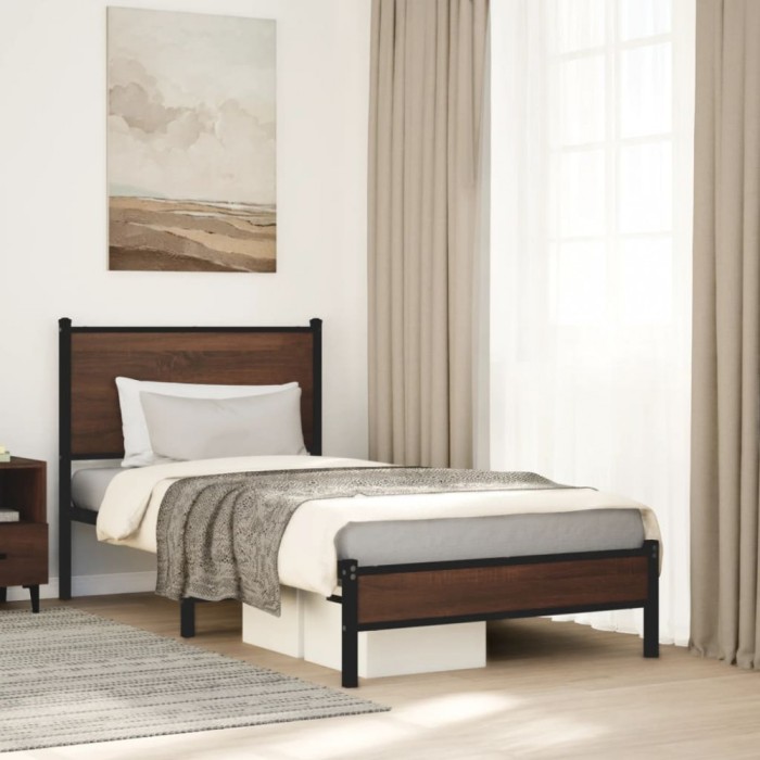vidaXL Cadru pat metalic fără saltea, stejar maro, 90x200 cm 4007915