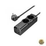 Prelungitor HOCO NS10 67W 3A 1 x USB-A - 3 x USB-C - 2 x Schuko Negru