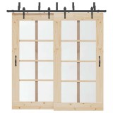 VidaXL Set feronerie pentru uși glisante, negru, 213,5 cm, oțel
