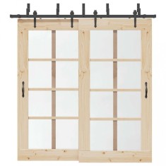 vidaXL Set feronerie pentru uși glisante, negru, 213,5 cm, oțel