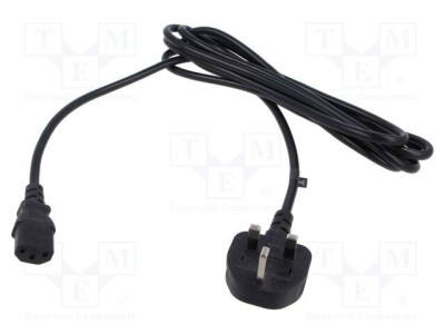 Cablu 3x1mm2 BS 1363 cu mufă IEC C13 mamă 3m negru 10A POS foto