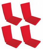 Set 4 perne decorative pentru scaun de bucatarie cu spatar, dimensiune sezut 42x40 cm, spatar 42x50 cm, culoare rosu, Palmonix