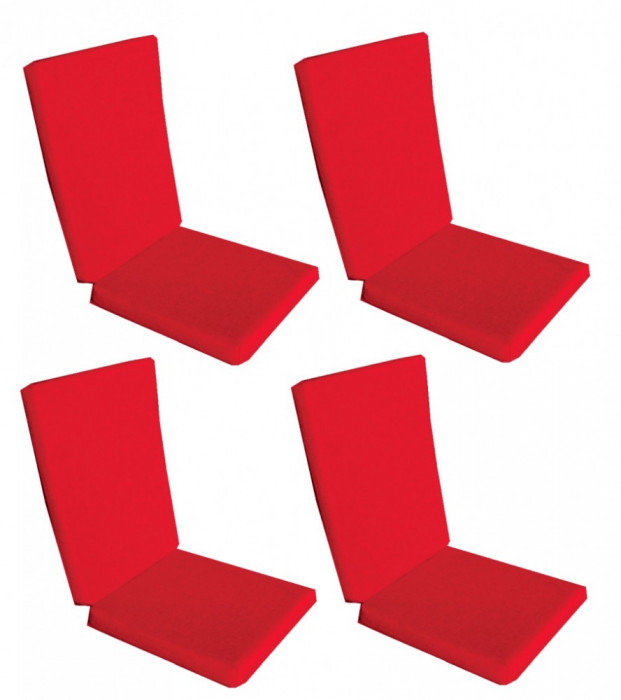 Set 4 perne decorative pentru scaun de bucatarie cu spatar, dimensiune sezut 42x40 cm, spatar 42x50 cm, culoare rosu
