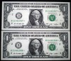 104 USA SUA 2X1 DOLLAR 2009 SERII CONSECUTIVE SR. 937-938 AUNC STEA STAR NOTE