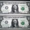 104 USA SUA 2X1 DOLLAR 2009 SERII CONSECUTIVE SR. 937-938 AUNC STEA STAR NOTE