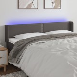 VidaXL Tăblie de pat cu LED, gri, 163x16x78/88 cm, piele ecologică