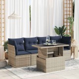 Cumpara ieftin Gossi set canapea de gradina cu perne, 5 piese, poliratan/lemn acacia