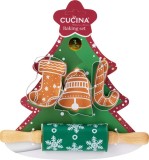 Set Copt Craciun CUCINA 12 Piese | Sucitor din Lemn si 3 Forme pentru Biscuiti si Fursecuri