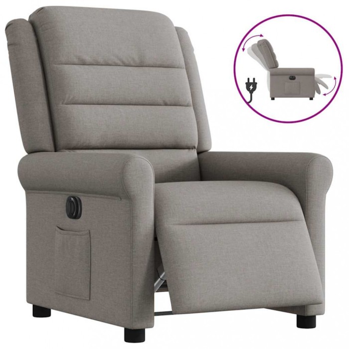 vidaXL Fotoliu rabatabil electric, gri taupe, material textil 3303301