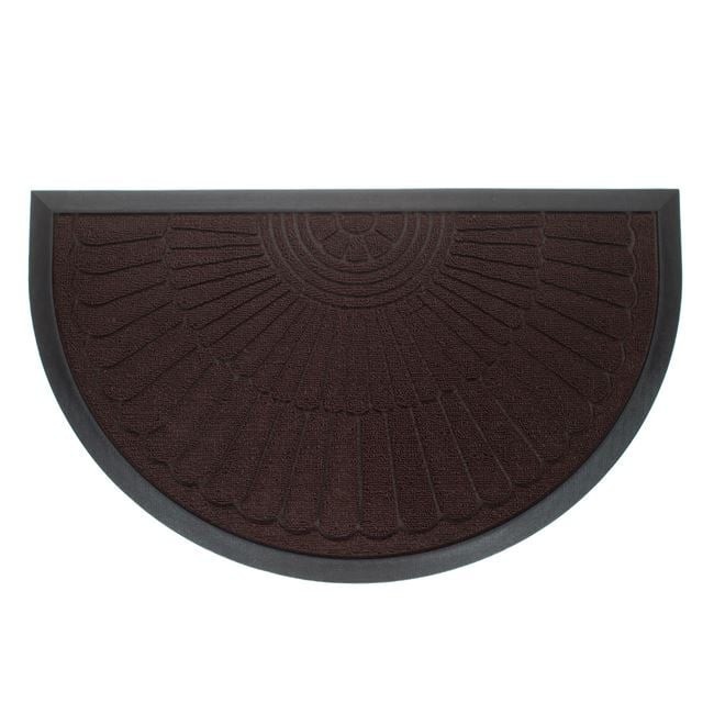 Covor intrare ConceptSeller&reg;, antiderapant, model raze, semicerc, material sintetic, Lungime x latime x grosime 75 x 45 x 0.8 cm, culoare mahon
