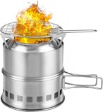 Soba pentru camping Tomshoo, otel inoxidabil, argintiu, 13,7 x 13,7 x 15,5 cm