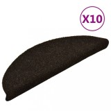 VidaXL Covorașe autoadezive scări 10 buc., maro, 56x17x3 cm, perforate