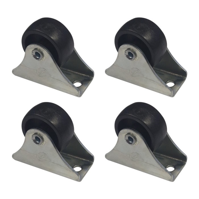 Set 4 Roti pentru patut, negru, roata 28 x 13 mm, suport 42 x 20 mm