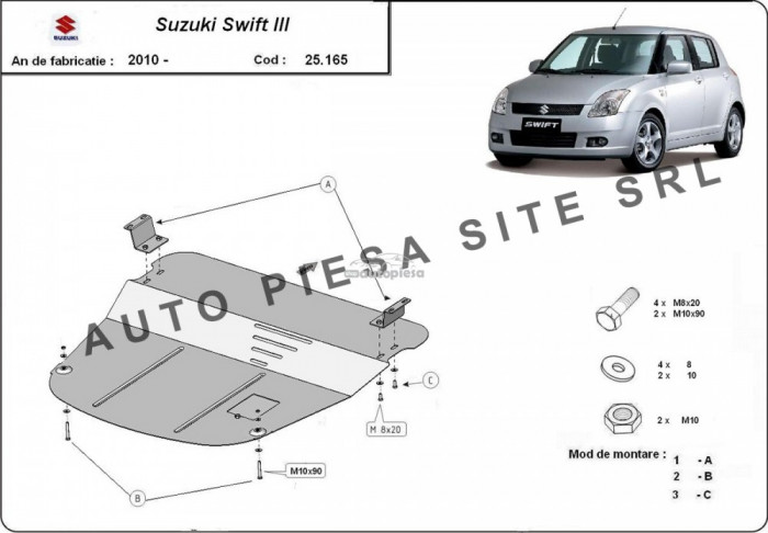 Scut metalic motor Suzuki Swift 3 III fabricat incepand cu 2010 APS-25,165