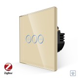 Cumpara ieftin Intrerupator touch cu variator din sticla Luxion Zigbee, auriu
